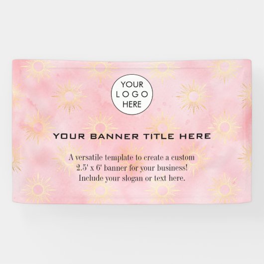 Business Logo Minimalist Modern professioneel roze Spandoek (Horizontaal)