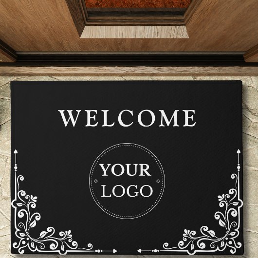 Business Logo Modern Black Promo Branded Deurmat