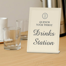 Business Logo Modern Chic Corporate Drinken Statio Reclamebord Met Voetstuk