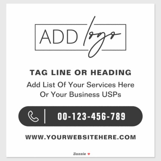 Business Logo Modern Eenvoudige Promotionele autor Sticker (Vel)