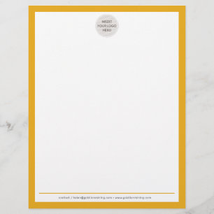 BUSINESS LOGO modern eenvoudige rand mosterd wit Briefhoofd