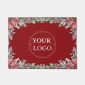 Business Logo Modern Kerstbloem Rood Deurmat (Voorkant)