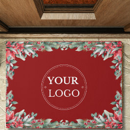 Business Logo Modern Kerstbloem Rood Deurmat
