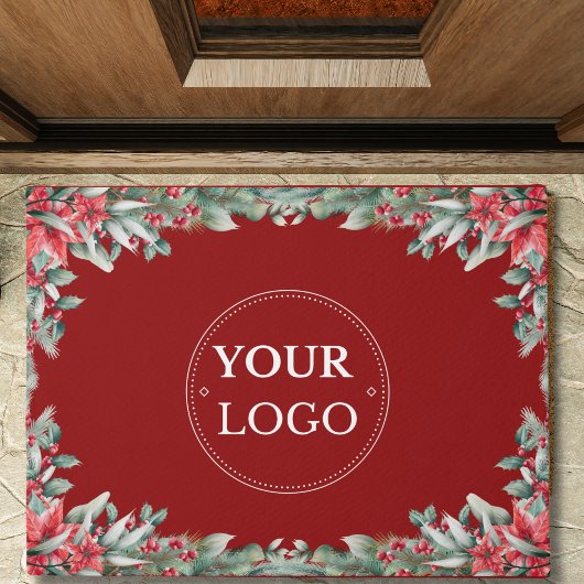 Business Logo Modern Kerstbloem Rood Deurmat