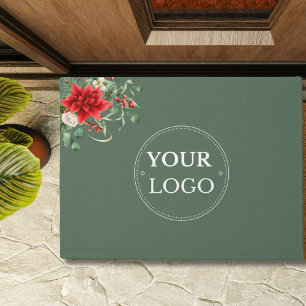 Business Logo Modern Kerstbloemen groen Deurmat