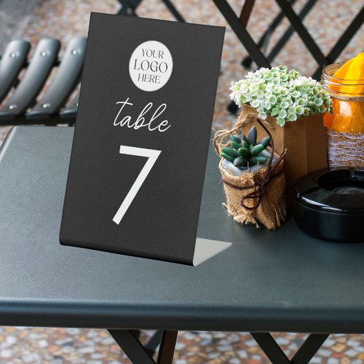 Business Logo Modern Minimalist Table Number Reclamebord Met Voetstuk