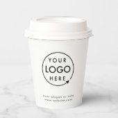 Business Logo Modern minimalistisch, eenvoudig wit Papieren Bekers (Voorkant)