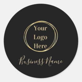 Business Logo Modern Minimalistisch Zwart Goud Ronde Sticker