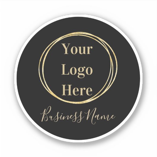 Business Logo Modern Minimalistisch Zwart Goud Sticker (Voorkant)