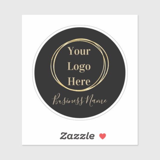 Business Logo Modern Minimalistisch Zwart Goud Sticker (Vel)