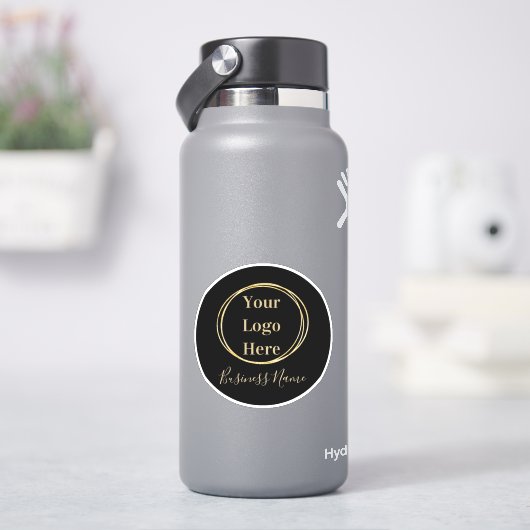Business Logo Modern Minimalistisch Zwart Goud Sticker (HydroFlask)