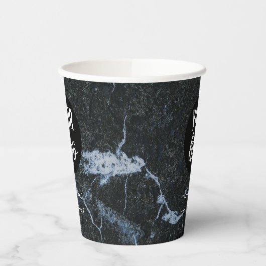 Business Logo Modern Professional Black Marmer Papieren Bekers (Links)