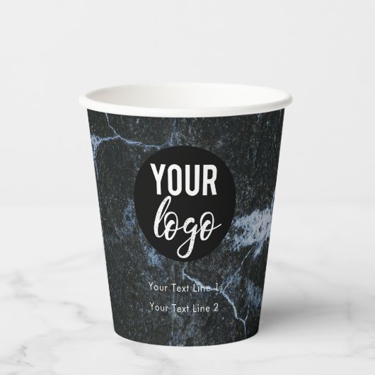 Business Logo Modern Professional Black Marmer Papieren Bekers (Voorkant)