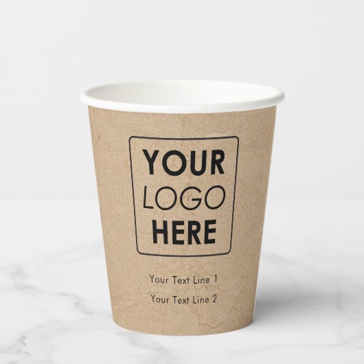 Business Logo Modern Professional Kraft Brown Papieren Bekers (Achterkant)