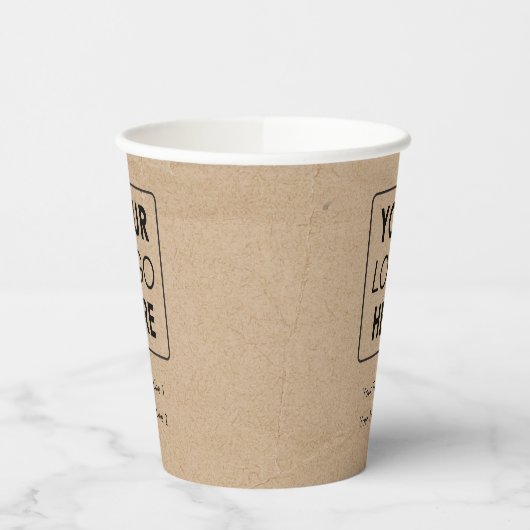 Business Logo Modern Professional Kraft Brown Papieren Bekers (Links)