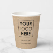 Business Logo Modern Professional Kraft Brown Papieren Bekers (Voorkant)