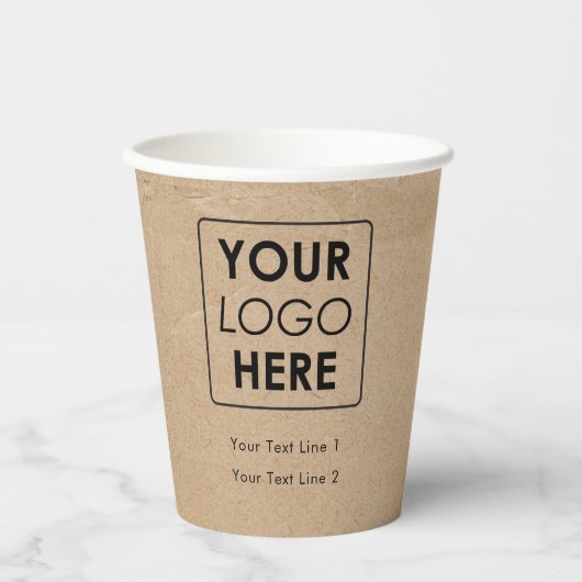 Business Logo Modern Professional Kraft Brown Papieren Bekers (Voorkant)