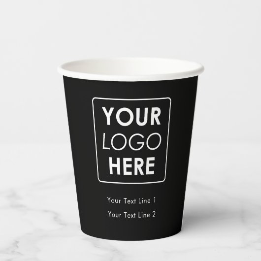 Business Logo Modern Professional Simple Black Papieren Bekers (Achterkant)