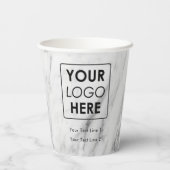 Business Logo Modern Professional White Marble Papieren Bekers (Achterkant)