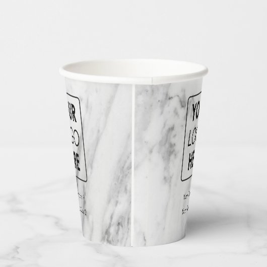 Business Logo Modern Professional White Marble Papieren Bekers (Rechts)
