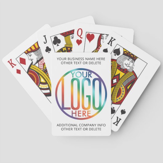 Business Logo Modern Promotionele Zwart-wit Pokerkaarten (Achterkant)