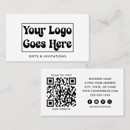 Business Logo Modern QR Code Professioneel Visitekaartje (Voorkant / Achterkant)