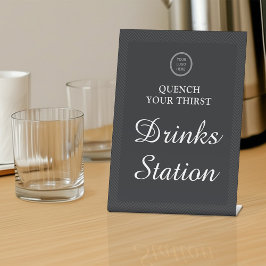 Business Logo Modern zwart-wit Drinken Reclamebord Met Voetstuk