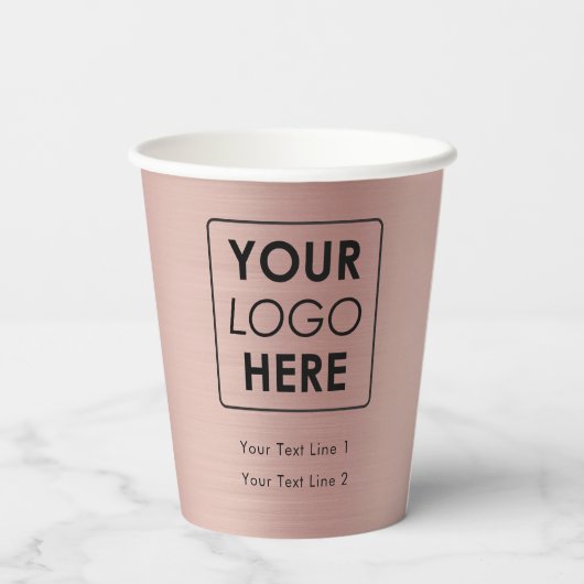 Business Logo Moderne Professional Roos Gold Papieren Bekers (Achterkant)