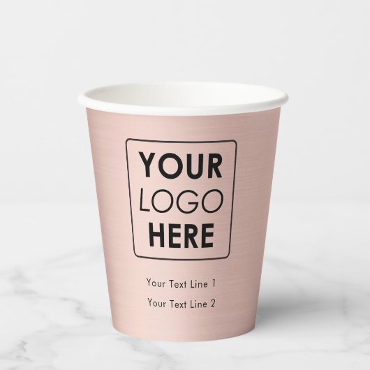 Business Logo Moderne Professional Roos Gold Papieren Bekers (Voorkant)