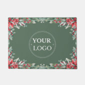 Business Logo Moderne Waterverf Bloemen Kerst Deurmat (Voorkant)