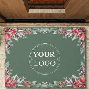 Business Logo Moderne Waterverf Bloemen Kerst Deurmat