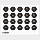 Business logo Monogram Black Gold Script Initiaal Ronde Sticker (Vel)