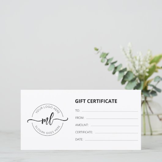 Business Logo Monogram Initialen Cadeaubon (Staand voorkant)