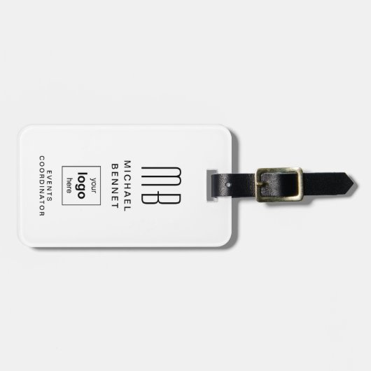 Business Logo Monogram Modern Professioneel Bagagelabel (Voorkant horizontaal)