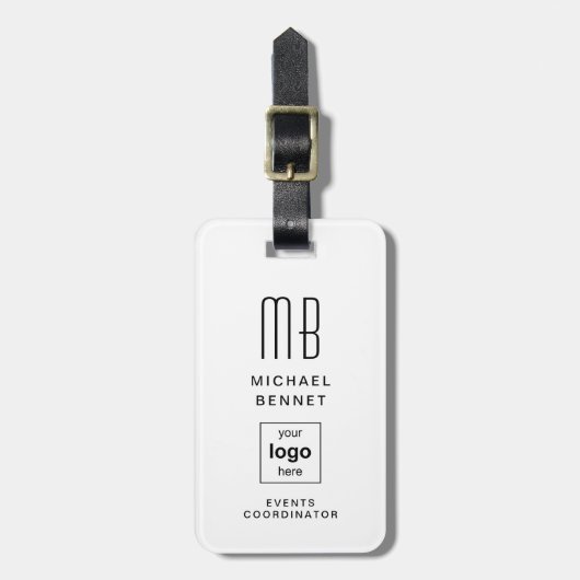Business Logo Monogram Modern Professioneel Bagagelabel (Voorkant verticaal)