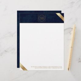 Business Logo Monogram Navy Leather Letterhead Briefhoofd