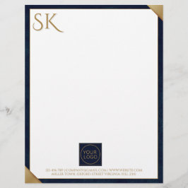 Business Logo Monogram Navy Leather Letterhead Briefhoofd