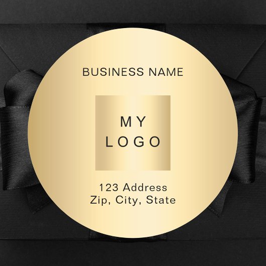 Business logo naam adres goud ronde sticker