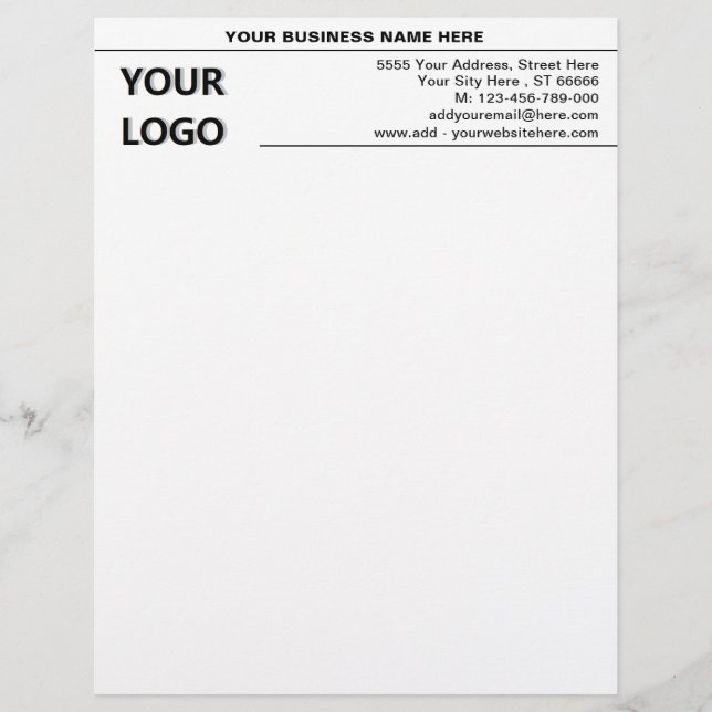 Business Logo Naam Adres Letterhead Sjabloon Briefhoofd (Voorkant)