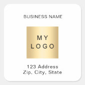 Business logo naam adres merkkleur vierkante sticker (Voorkant)