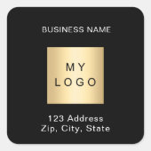 Business logo naam adres zwart wit vierkante sticker (Voorkant)