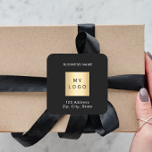 Business logo naam adres zwart wit vierkante sticker