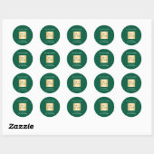 Business logo naam groen wit adres ronde sticker (Vel)