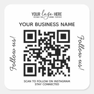 Business Logo Naam QR Code Instagram Vierkant Vierkante Sticker
