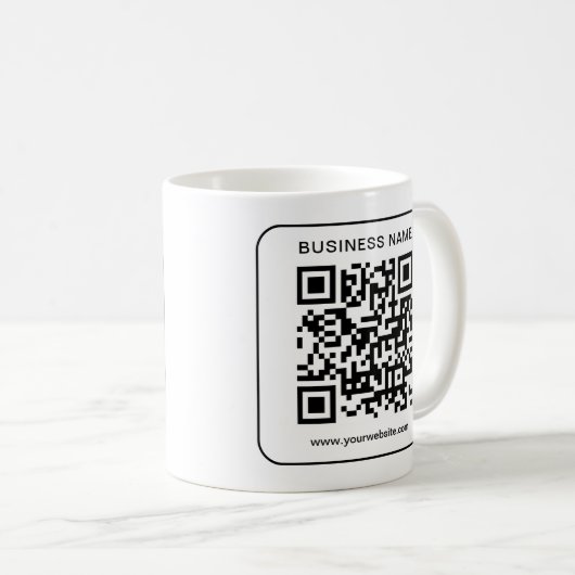 Business Logo Naam URL QR Code Sjabloon Klant Koffiemok (Voorkant rechts)