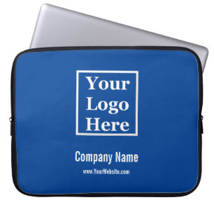 Business Logo Naam Website Blauw en Wit Sjabloon Laptop Sleeve