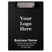 Business Logo Naam Zwart-wit Adres Telefoon Klembord (Voorkant)