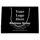 Business Logo Naam Zwart Wit Adres Telefoonnummer. Groot Cadeauzakje (Voorkant)