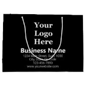 Business Logo Naam Zwart Wit Adres Telefoonnummer. Groot Cadeauzakje (Achterkant)