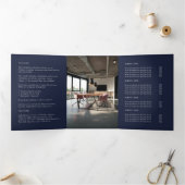 Business Logo Navy Blauw Gevouwen Brochure Drieluik Kaart (Binnen)